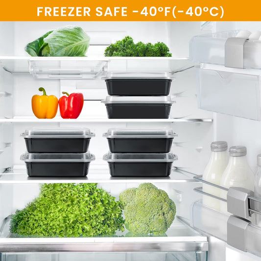 Kitch’nMore 38oz Meal Prep Containers, Extra Large & Thick Food Storage Containers with Lids, Reusable Plastic, Disposable Bento Box, Stackable, Microwave/Freezer/Dishwasher Safe, BPA Free (30 Pack)