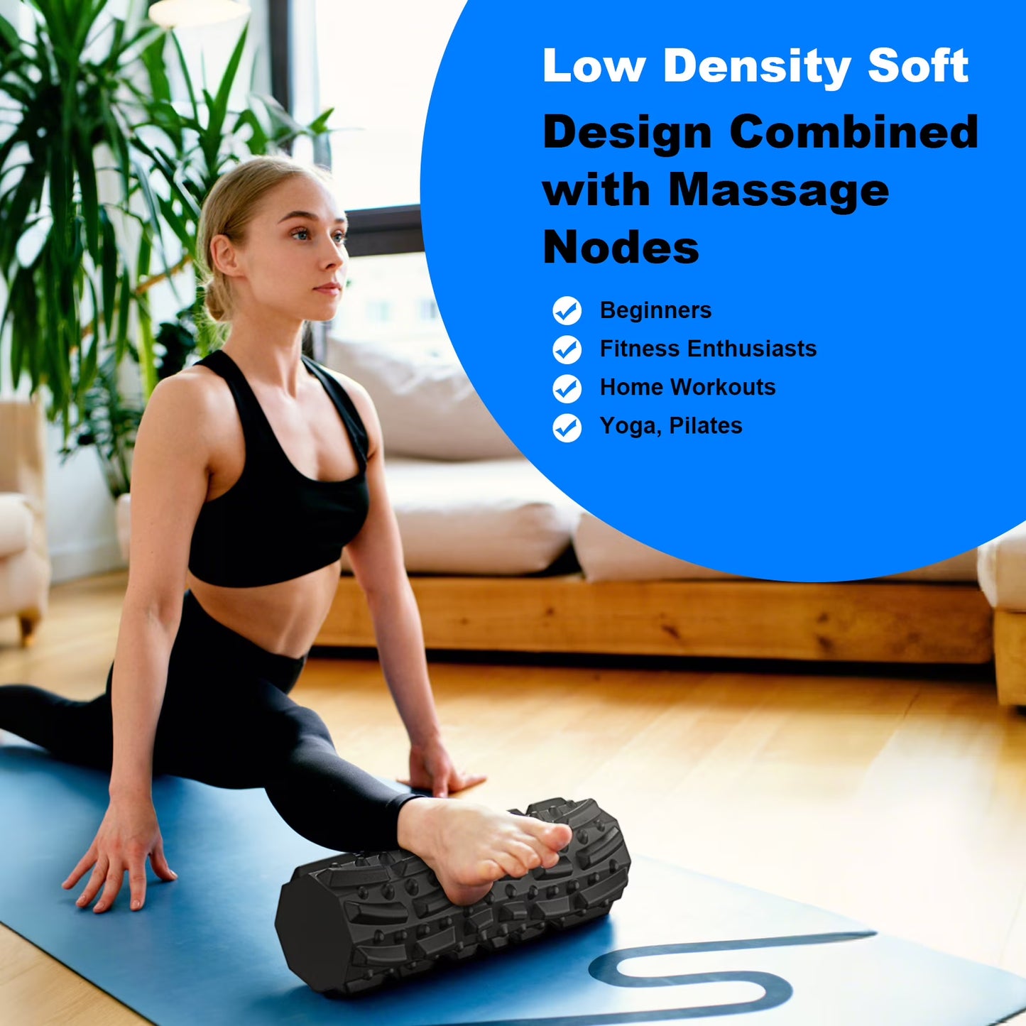 Hlthsky Foam Roller, 18x6 Inches, Octagonal Trigger Point Deep Tissue Roller