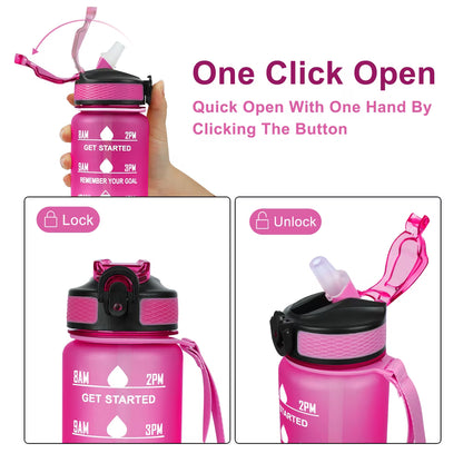 32oz Motivational Water Bottles with Time Marker & Straw, Leak-proof BPA Free Non-Toxic 1L Bottle, Portable Water Jug for Fitness Sports