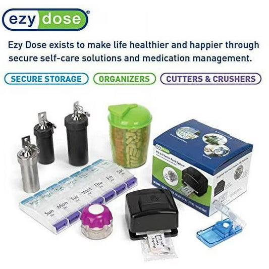 Ezy Dose Push Button (7-Day) Pill, Medicine, Vitamin Organizer Box, Weekly, Daily Planner, Arthritis Friendly, Medium, Assorted Colors