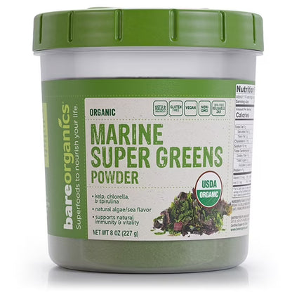 BareOrganics Organic Marine Super Greens Powder, 8 oz