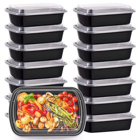 Kitch’nMore 38oz Meal Prep Containers, Extra Large & Thick Food Storage Containers with Lids, Reusable Plastic, Disposable Bento Box, Stackable, Microwave/Freezer/Dishwasher Safe, BPA Free (30 Pack)