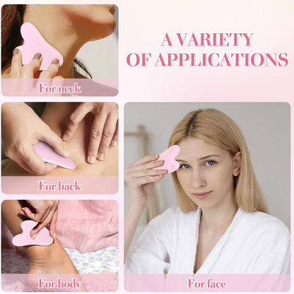 SPOKKI Rose Quartz Face Roller Gua Sha Set, Pink Jade Roller for Women, Gua Sha Stone Massage Tool for Skincare, Facial, Neck and Body Muscle Relaxing