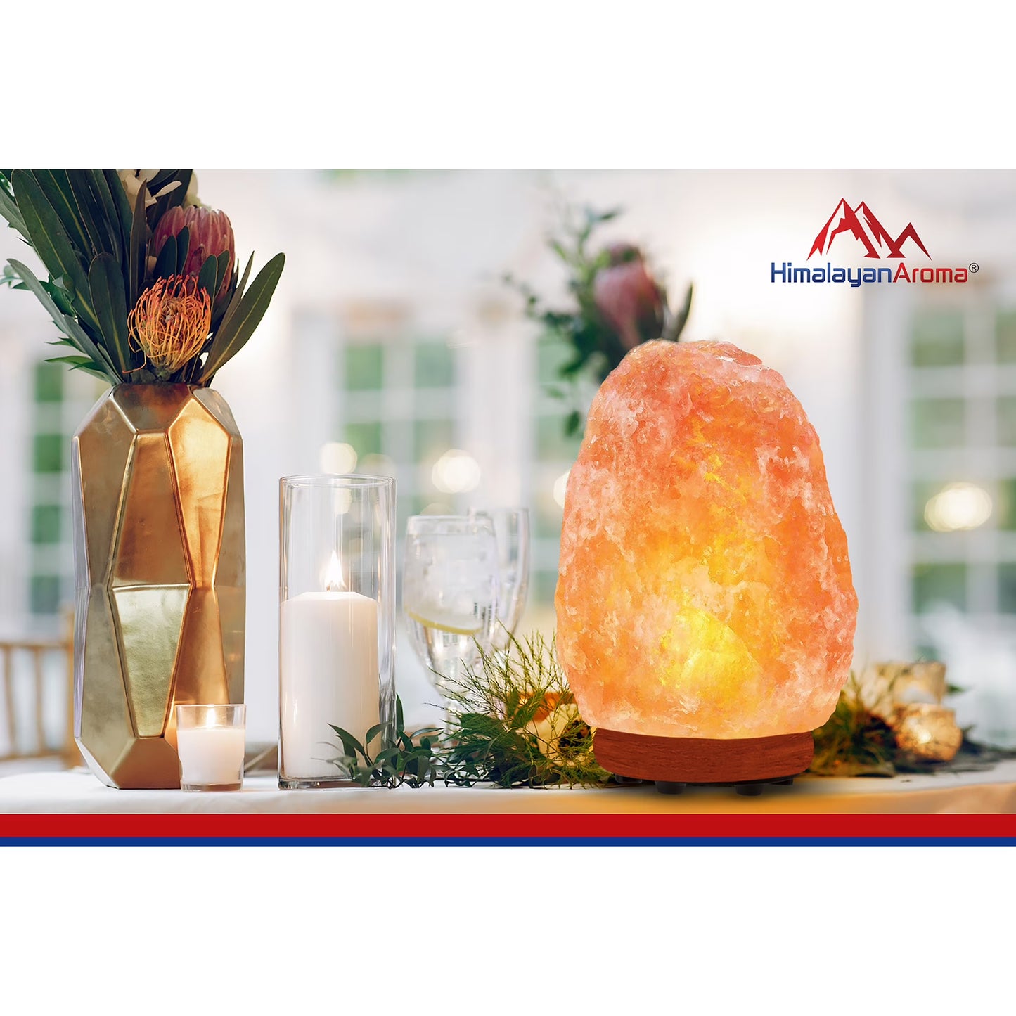 Himalayan Aroma Salt Lamp - Himalayan Salt Lamp, 6–8 lbs, 7–8 inch Height, Handmade, Dimmer Switch, Wood Base, Home Decor