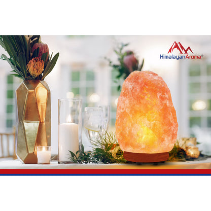 Himalayan Aroma Salt Lamp - Himalayan Salt Lamp, 6–8 lbs, 7–8 inch Height, Handmade, Dimmer Switch, Wood Base, Home Decor