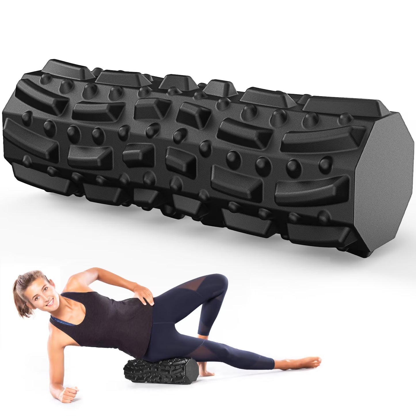Hlthsky Foam Roller, 18x6 Inches, Octagonal Trigger Point Deep Tissue Roller